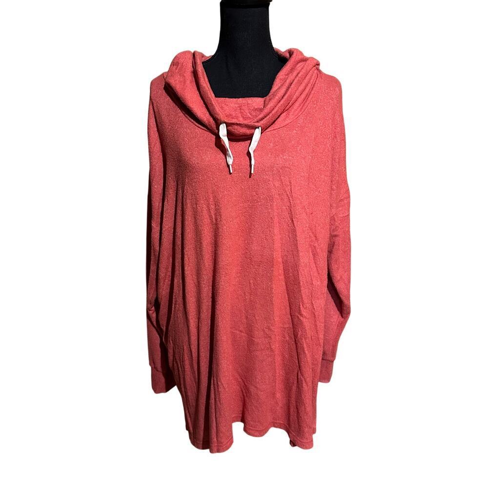 Motherhood Maternity Coral Orange Cowl Neck Soft Fleece Top Women's XL